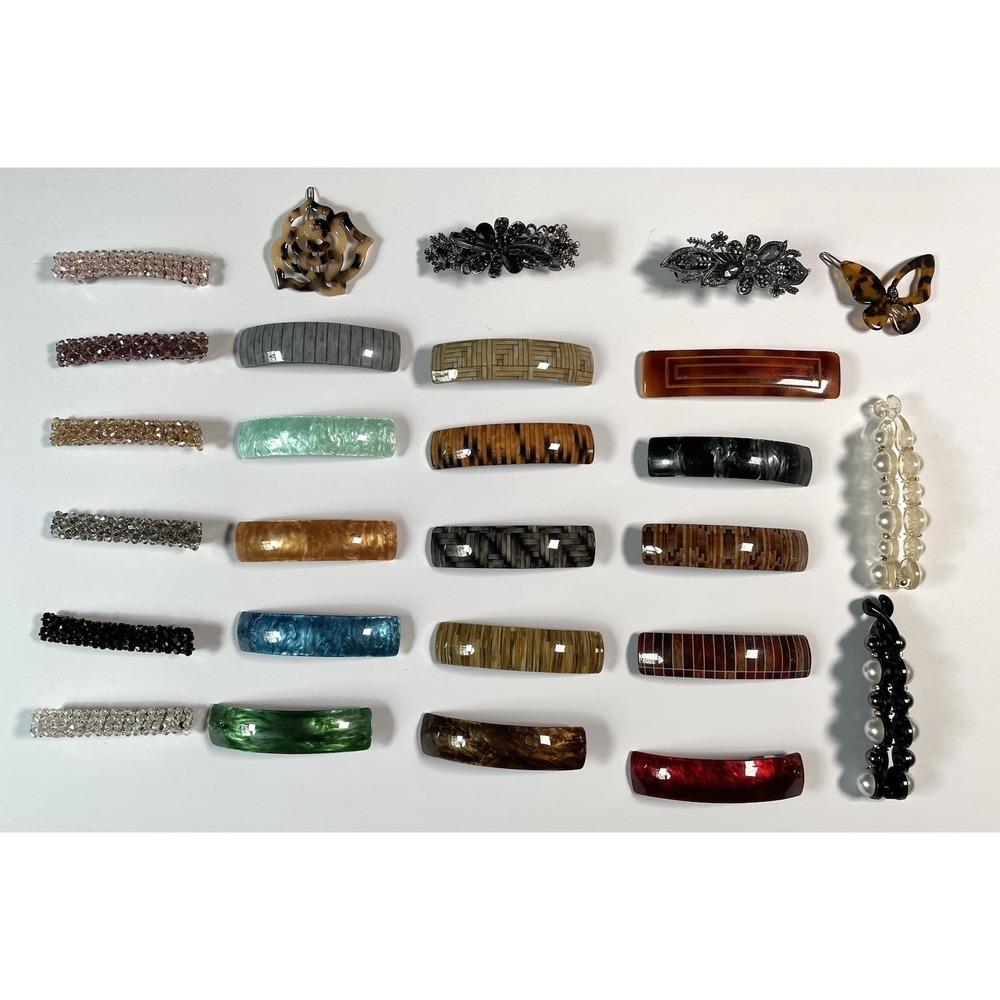 27 Pc Fancy Hair Clips Barrettes Set Colorful Pearl Rhinestone Cute Trendy Lot